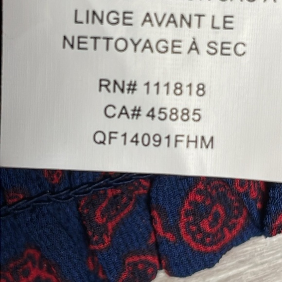 NWOT MICHAEL Michael Kors Short Sleeve Blouse Smocked Hem Navy Paisley Print M - Picture 13 of 16